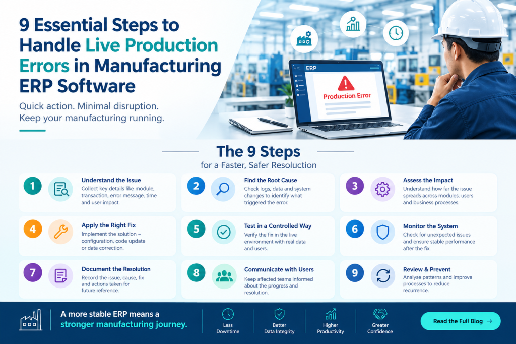 9 Steps to Handle Live Production Errors in Manufacturing ERP